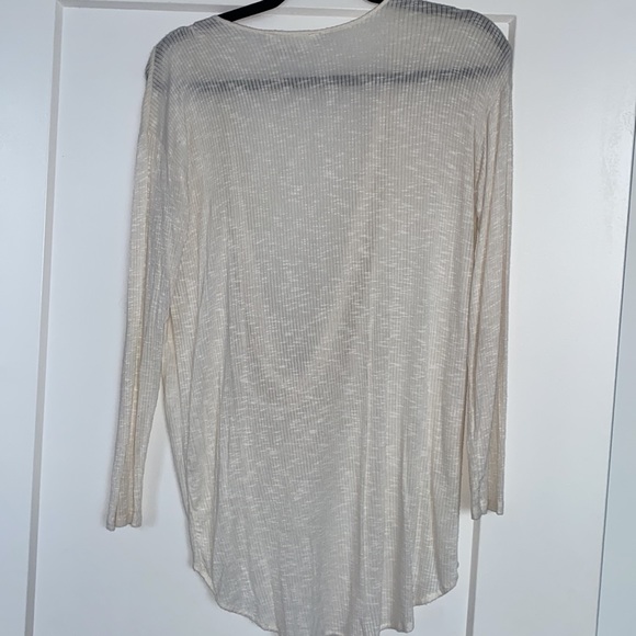 white sheer knit long sleeve top - Picture 2 of 2